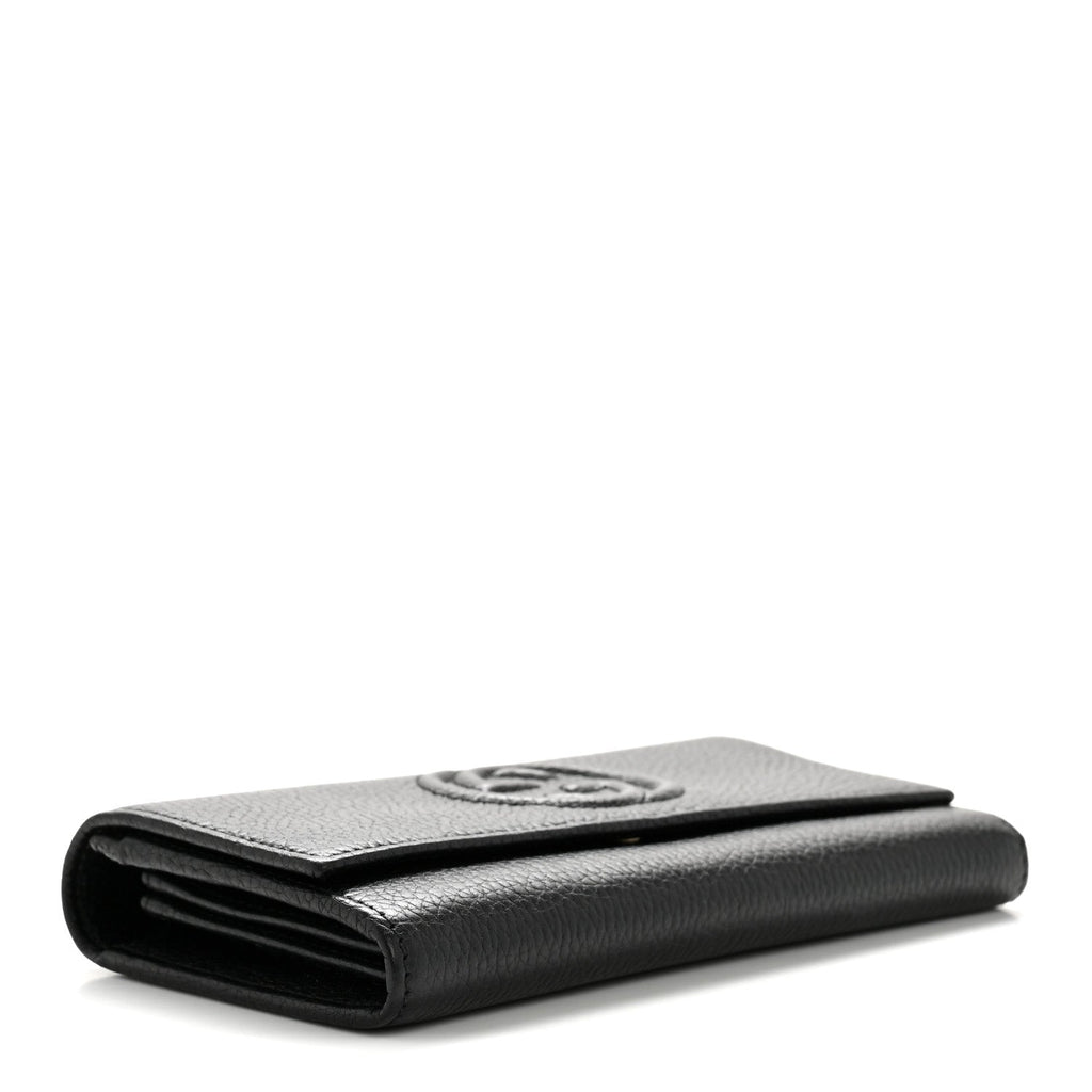 Gucci Pebbled Calfskin Large Soho Continental Wallet Black