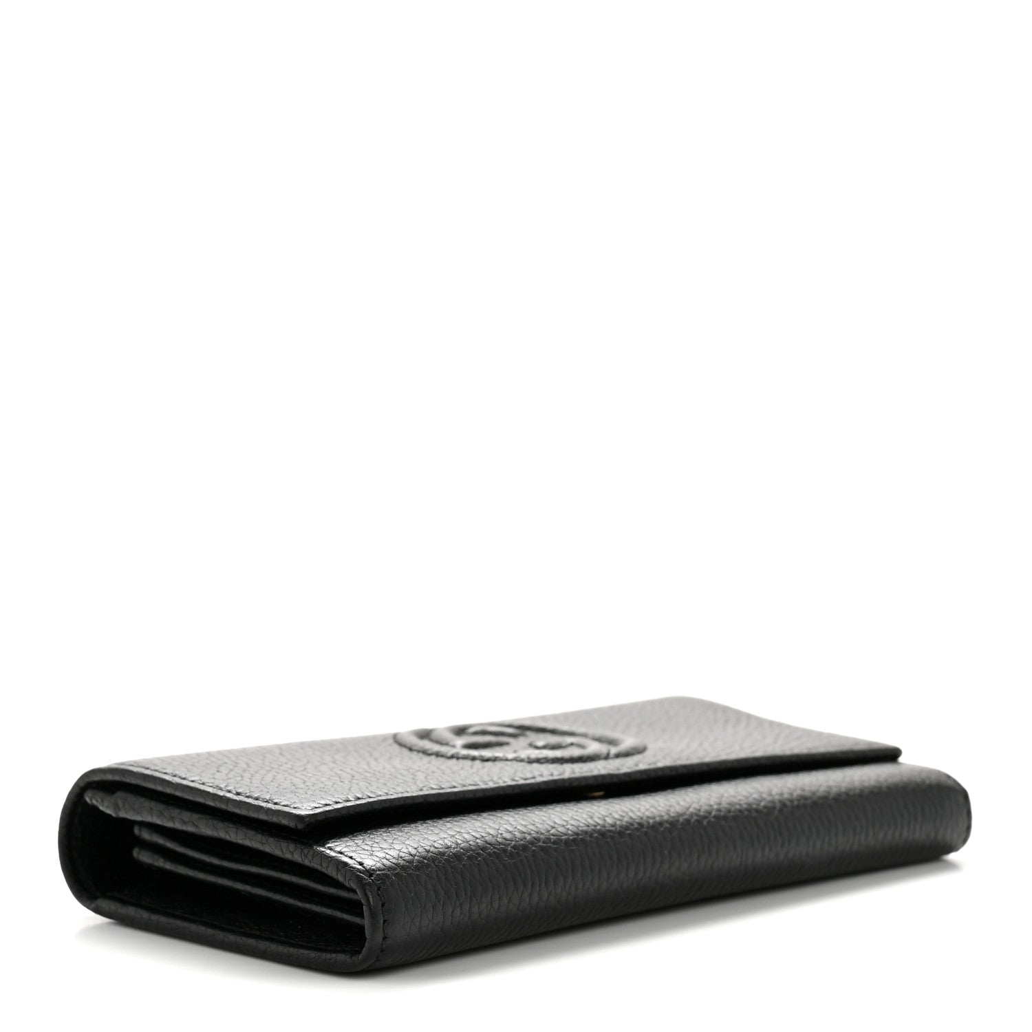 Gucci Pebbled Calfskin Large Soho Continental Wallet Black