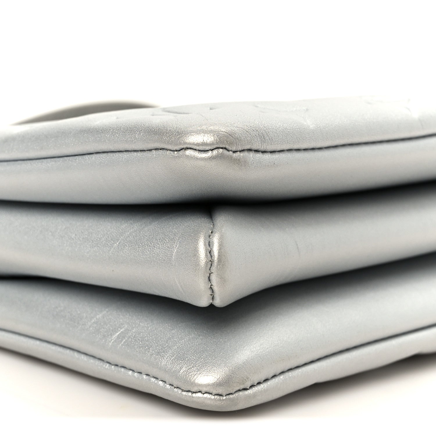 Louis Vuitton Metallic Lambskin Embossed Monogram Coussin BB Silver