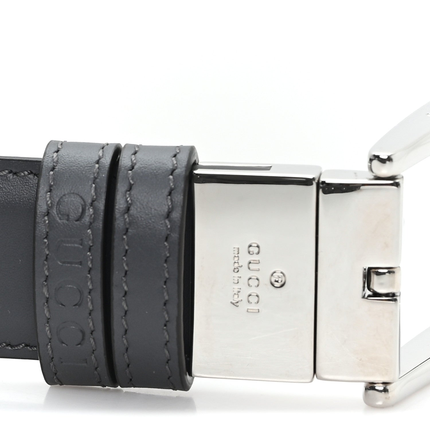 Gucci Selleria Calfskin GG Supreme Monogram Reversible Belt 95 38 Graphite Grey Black