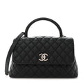 Chanel Caviar Lizard Embossed Quilted Small Coco Handle Flap Black