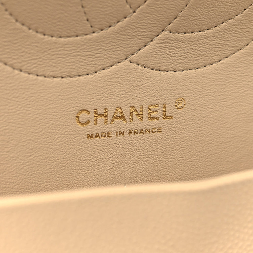 Chanel Caviar Quilted Jumbo Double Flap Beige Clair
