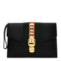 Gucci Calfskin Small Sylvie Wristlet Clutch Black