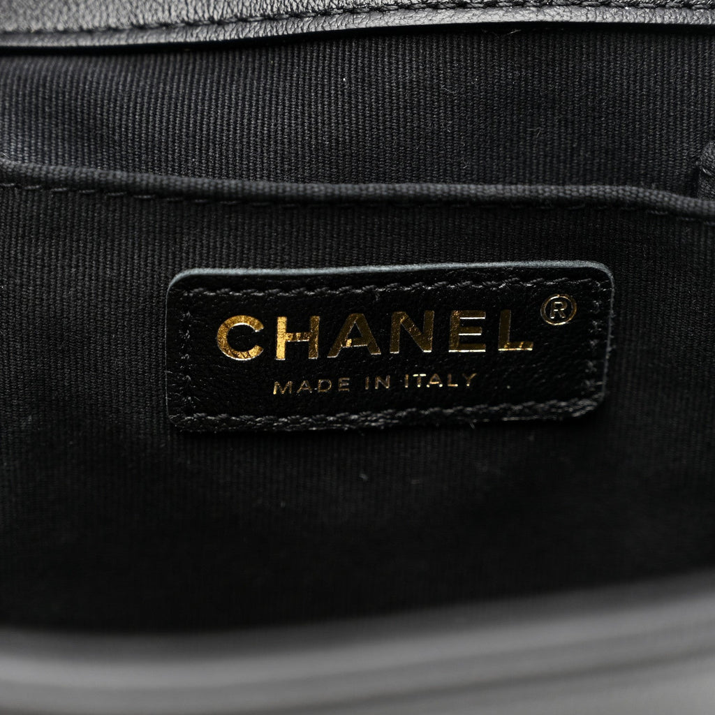 Chanel Calfskin Quilted Large Duma Pockets Drawstring Backpack Black