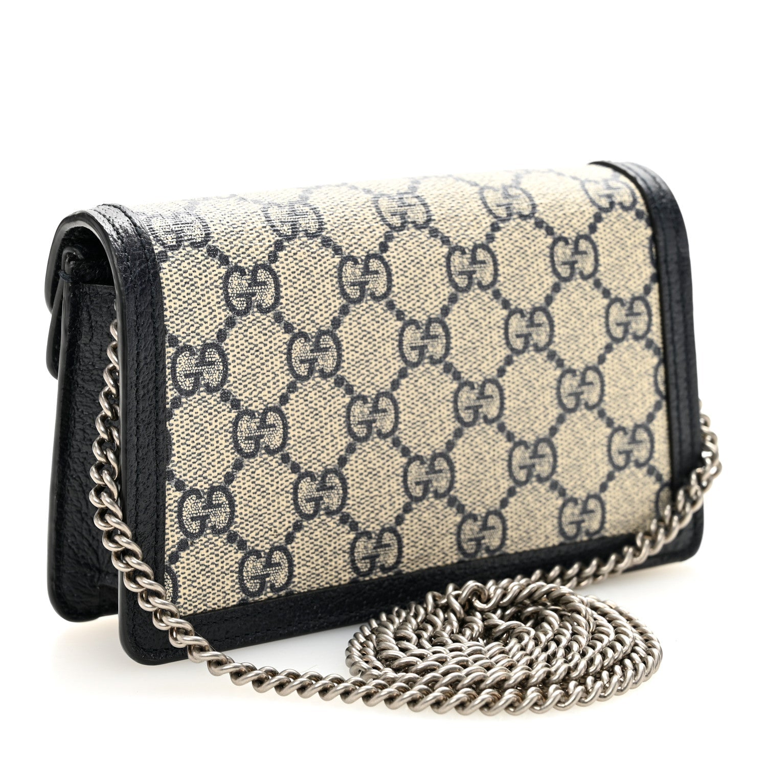 Gucci GG Supreme Monogram Textured Dollar Calfskin Super Mini Dionysus Shoulder Bag Beige Blue