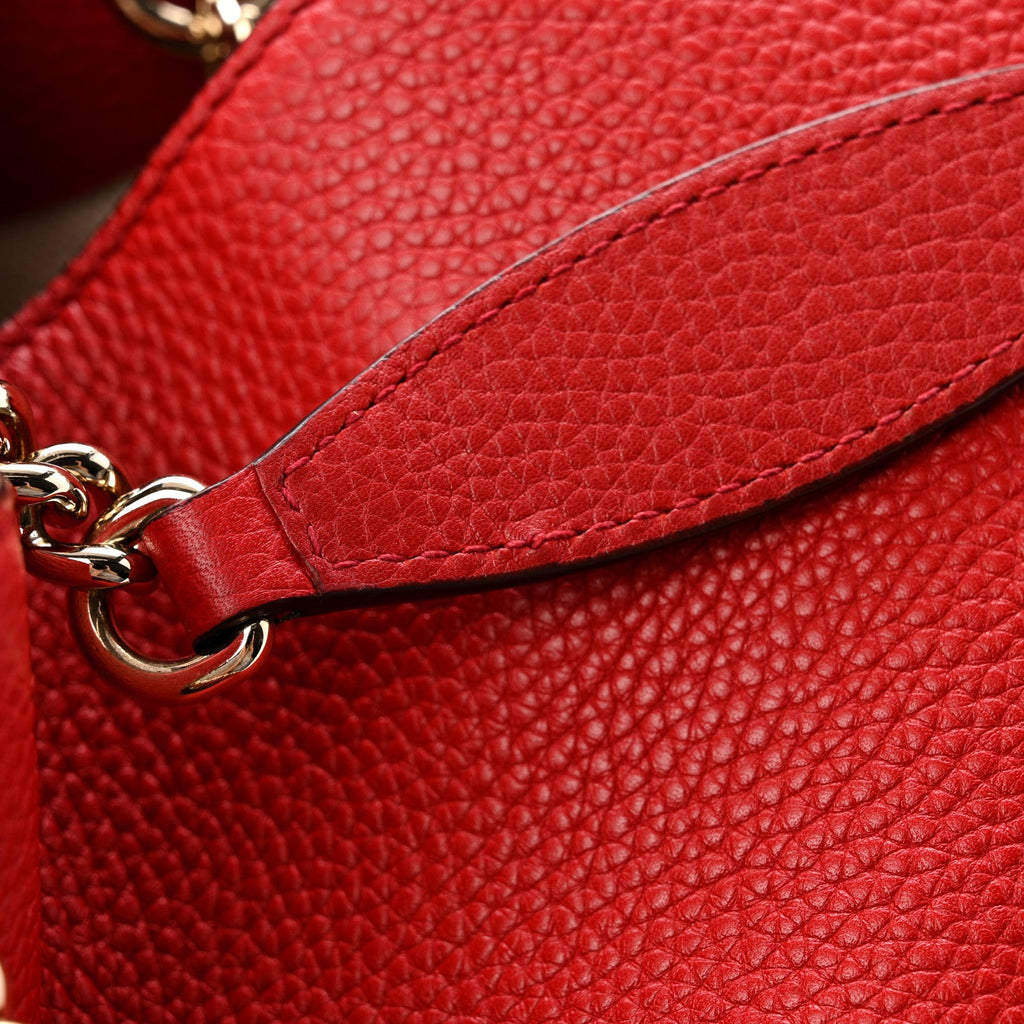 Gucci Cellarius Calfskin Medium Soho Chain Shoulder Bag Vibrant Red