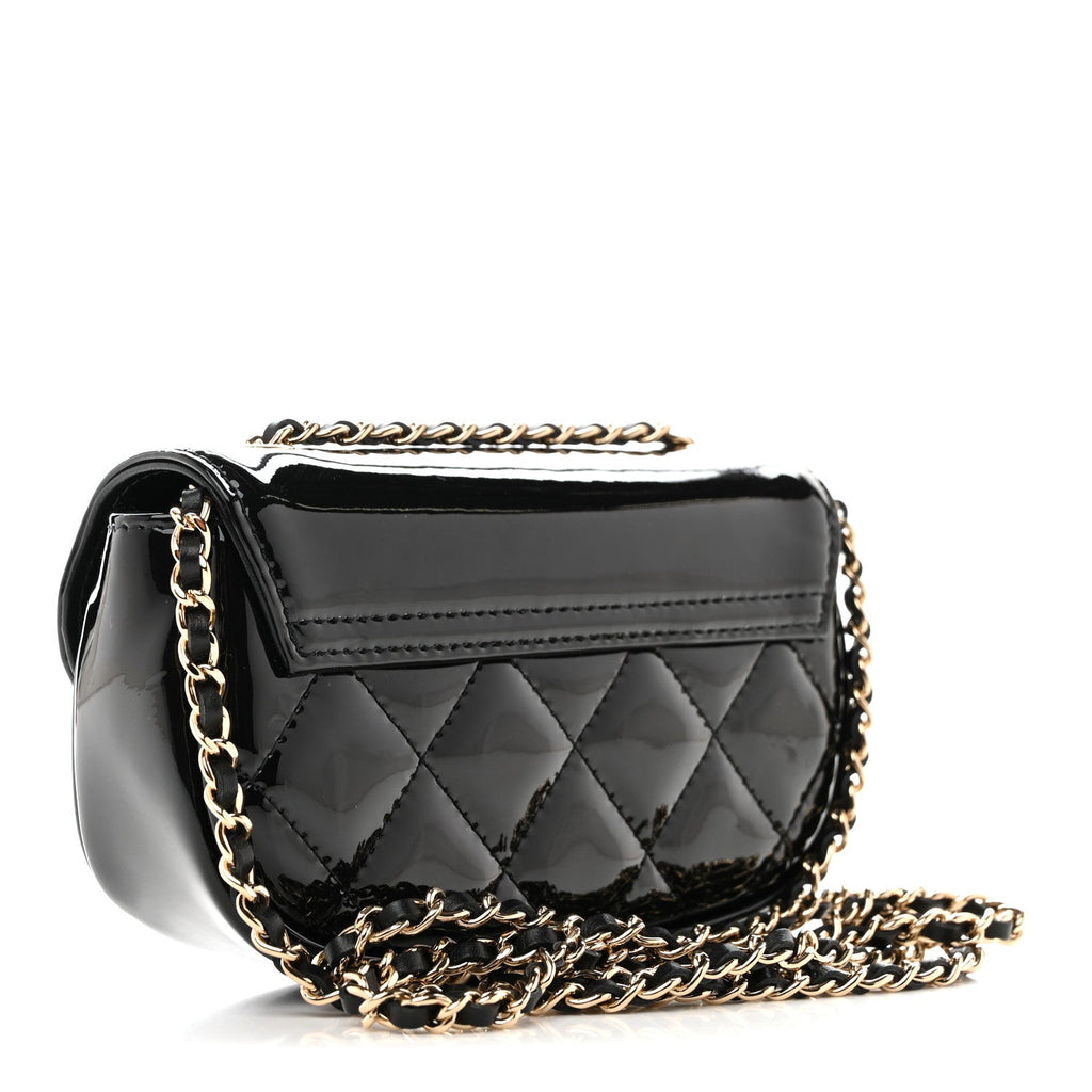 Chanel Patent Calfskin Quilted Mini Clutch Black