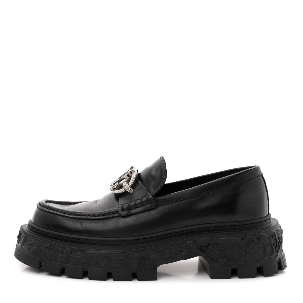 Louis Vuitton Calfskin Baroque Mens LV Loafers 8 Black