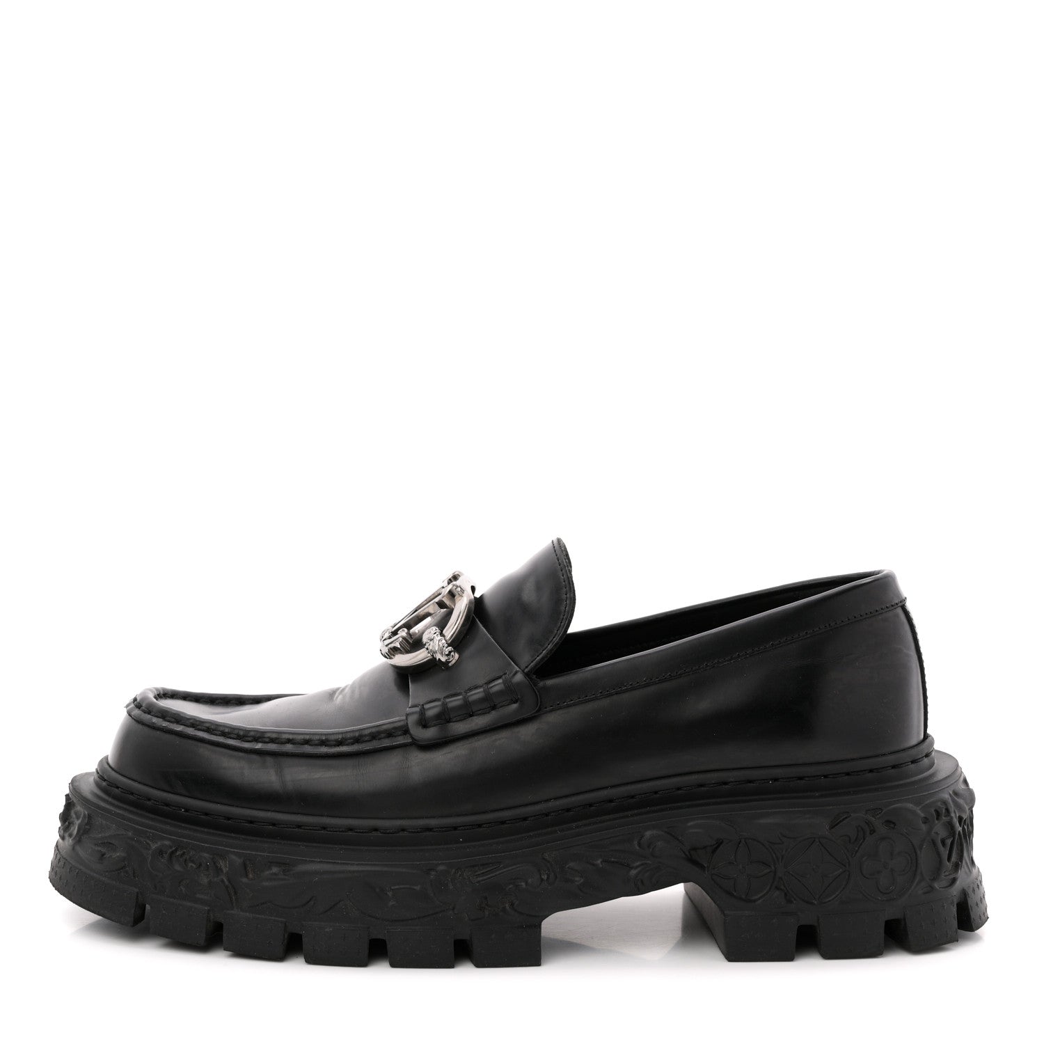 Louis Vuitton Calfskin Baroque Mens LV Loafers 8 Black
