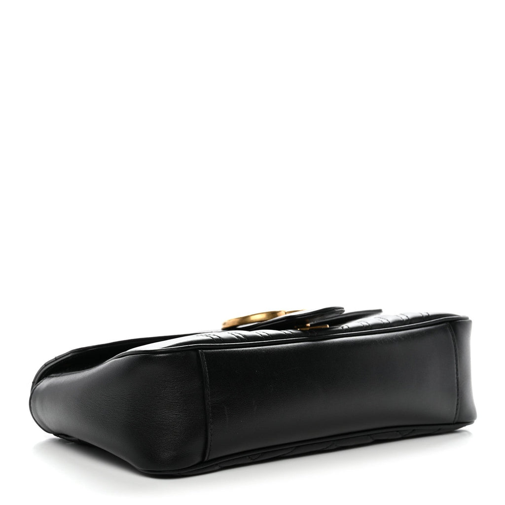 Gucci Calfskin Matelasse Small GG Marmont Shoulder Bag Black