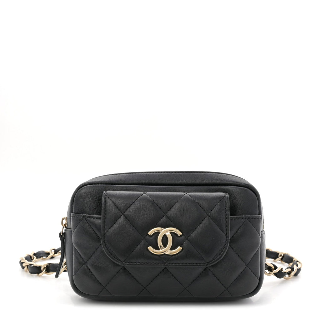 Chanel Lambskin Quilted Waist Bag Black