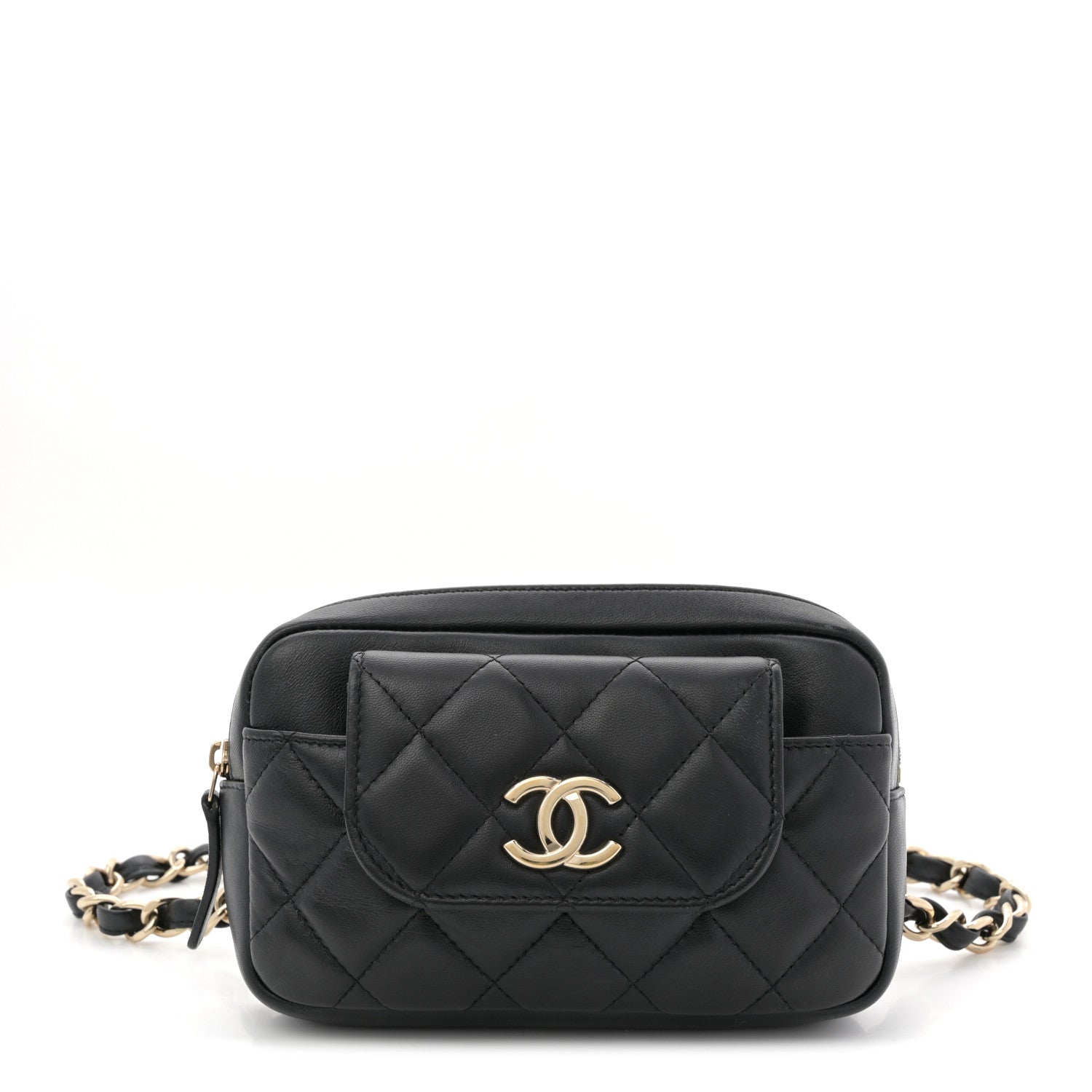 Chanel Lambskin Quilted Waist Bag Black
