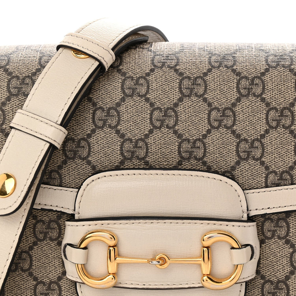 Gucci GG Supreme Monogram Horsebit 1955 Shoulder Bag Beige Mystic White