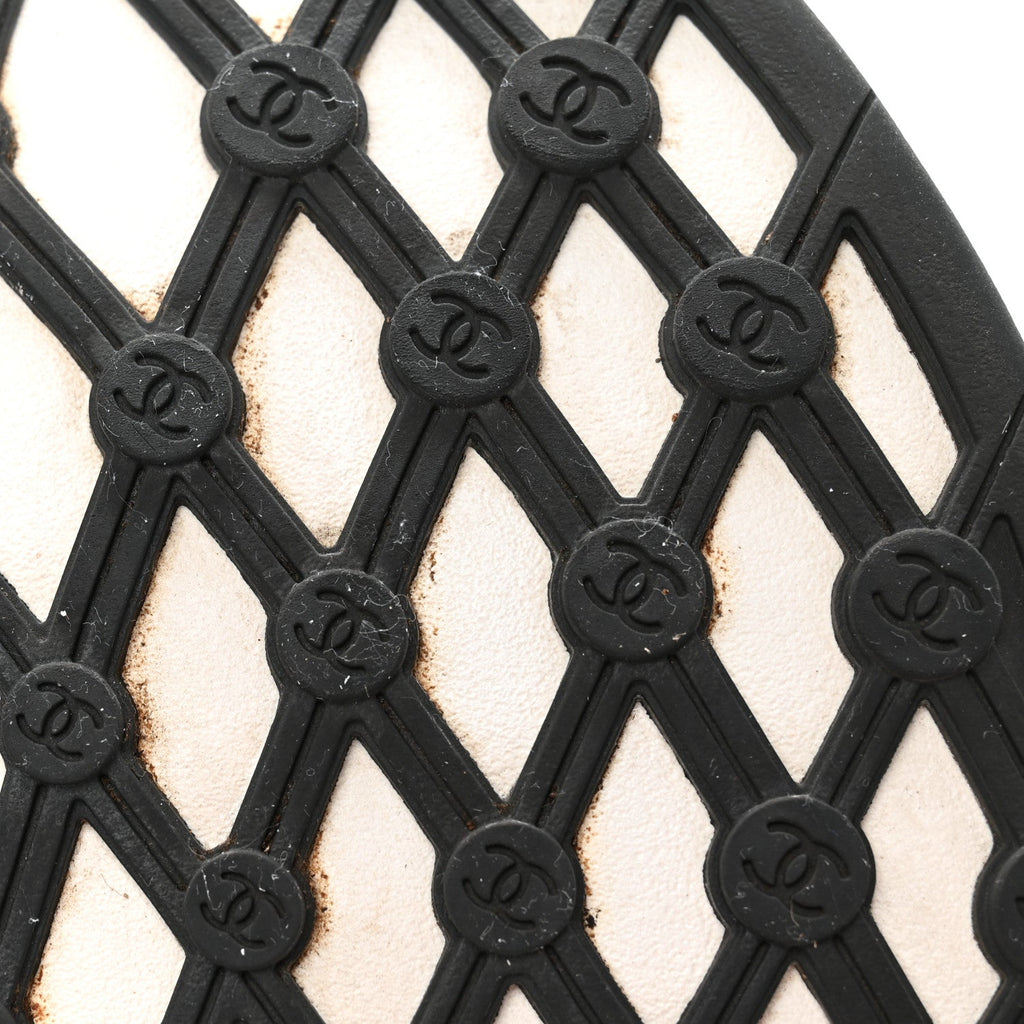 Calfskin Mesh Suede Mens CC Sneakers 45 White Black
