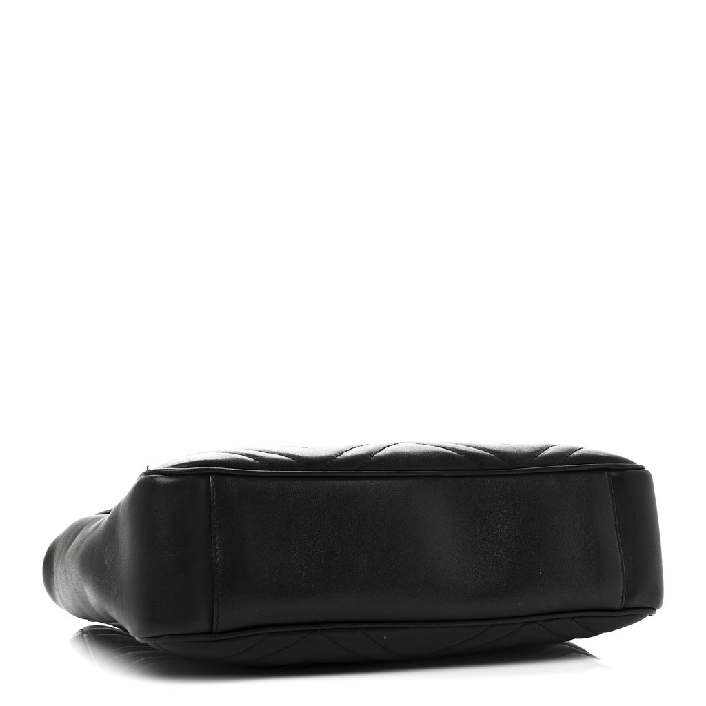 Gucci Calfskin Matelasse Medium GG Marmont Open Top Shoulder Bag Black