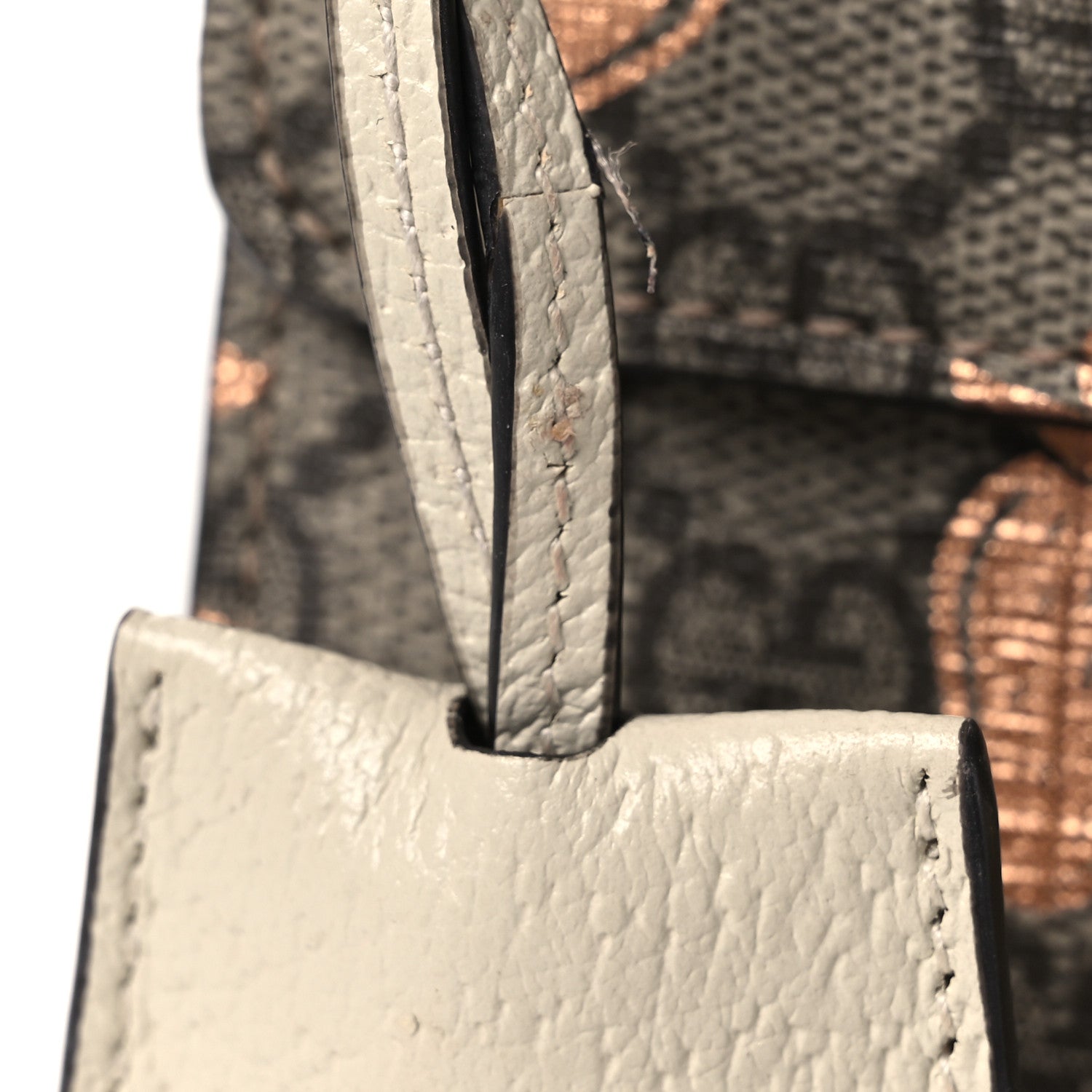 Gucci GG Supreme Monogram Berry Textured Dollar Calfskin Small Padlock Shoulder Bag Beige Ebony Light Copper Mystic White