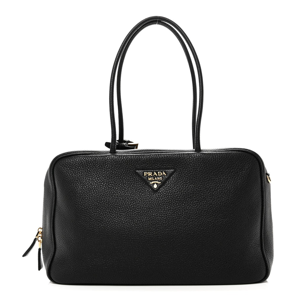 Prada Vitello Daino Soft Large Top Handle Bag Black