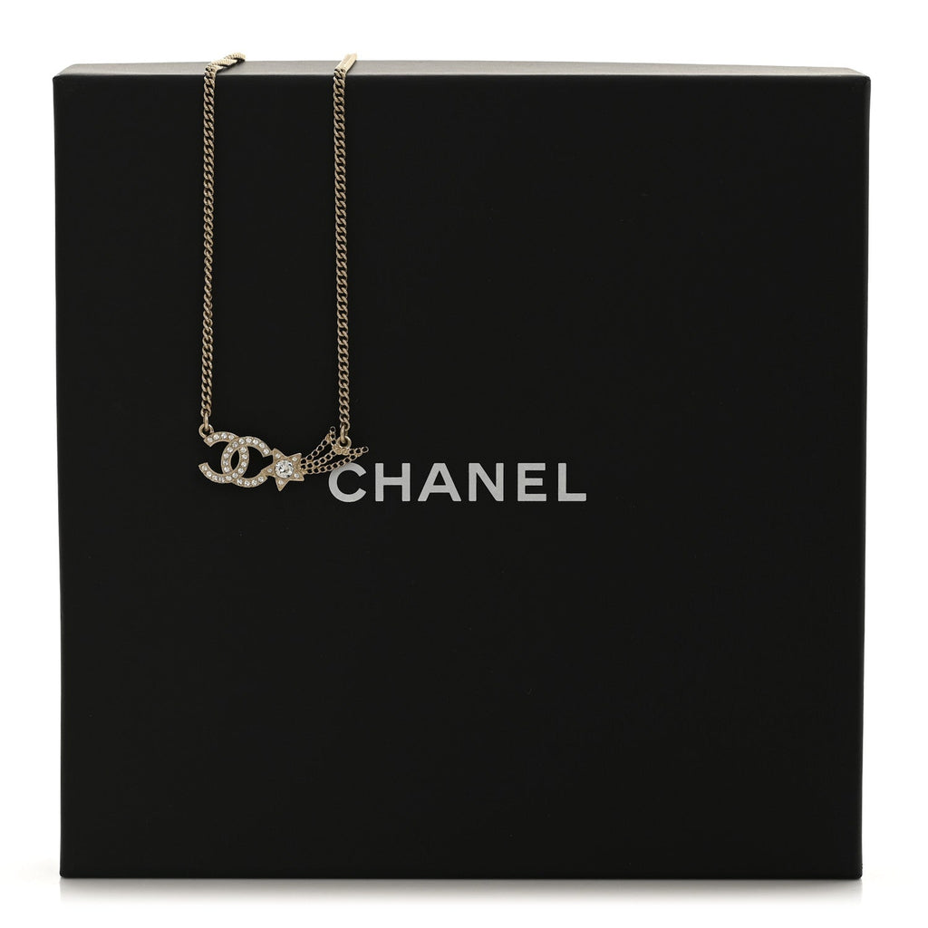 Crystal Starfall CC Pendant Necklace Gold