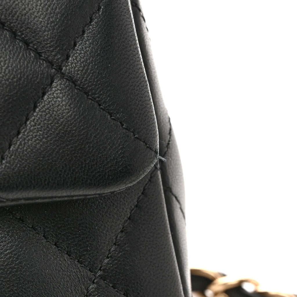 Chanel Lambskin Quilted Mini Rectangular Flap Black White