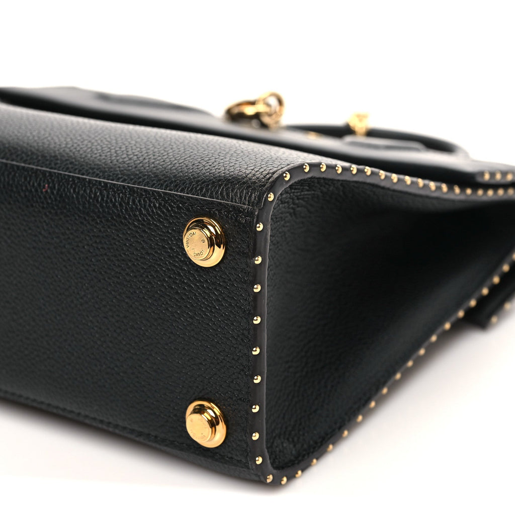 Louis Vuitton Calfskin Taurillon Studded City Steamer One Handle Bag Black