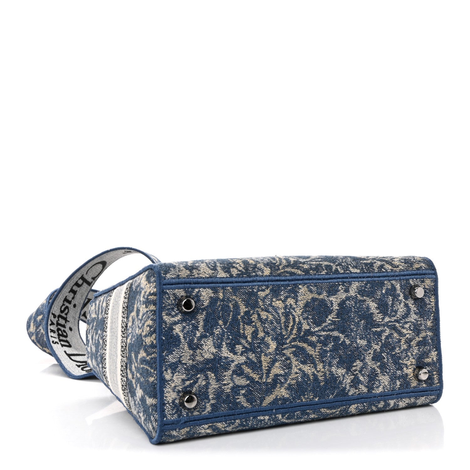 Christian Dior Canvas Embroidered Brocart Medium Lady D-Lite Blue
