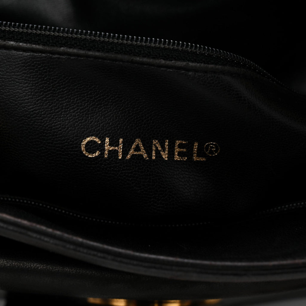 Chanel Lambskin CC Flap Shopping Tote Black