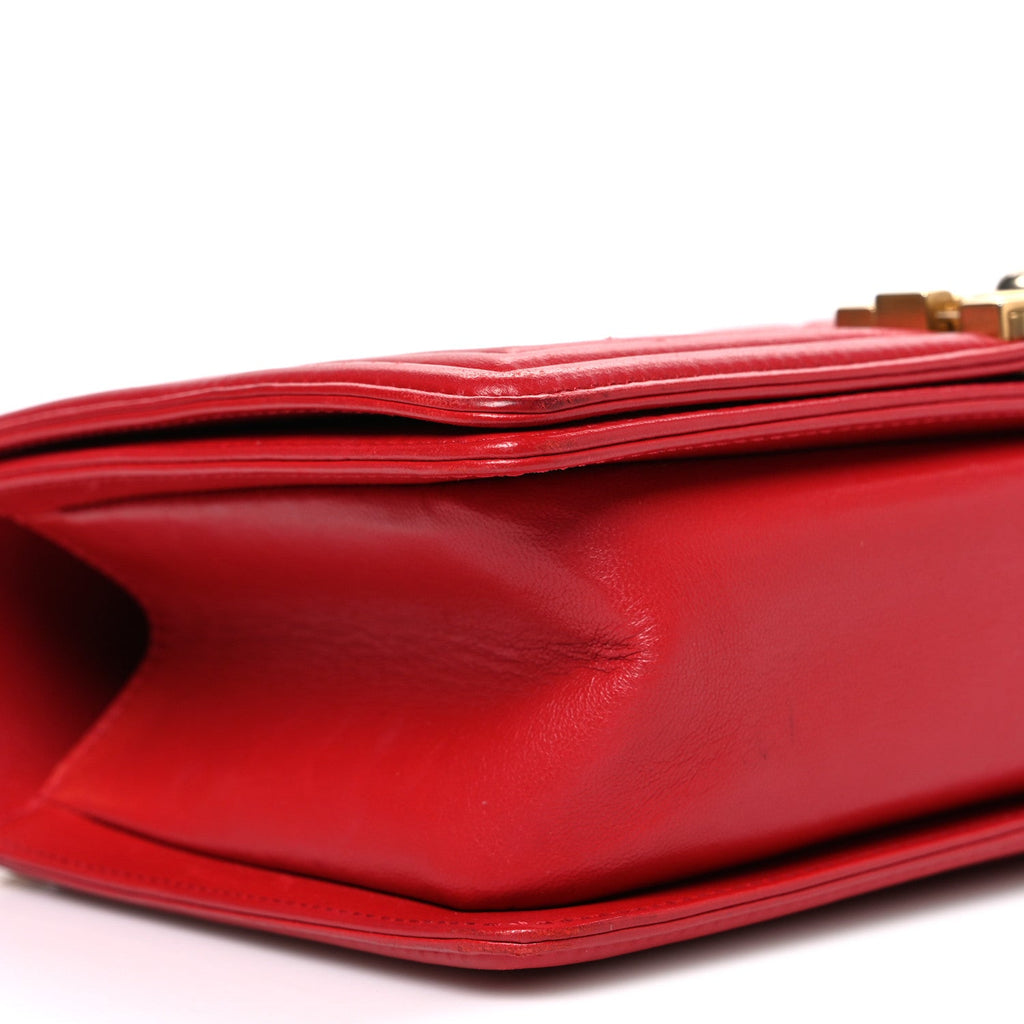 Chanel Lambskin Quilted Medium Boy Flap Red