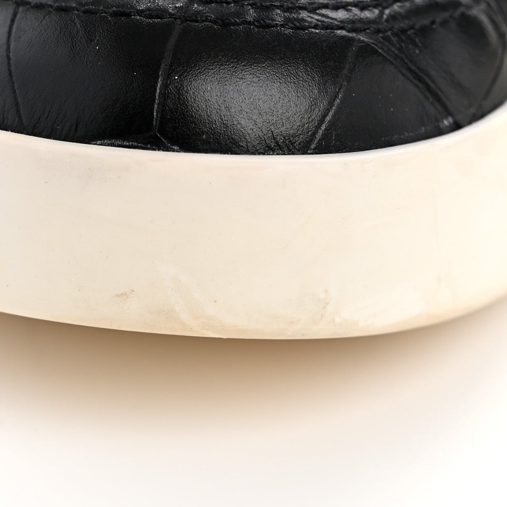 Calfskin Crocodile Embossed Cocodile High Top Sneakers 36.5 Black