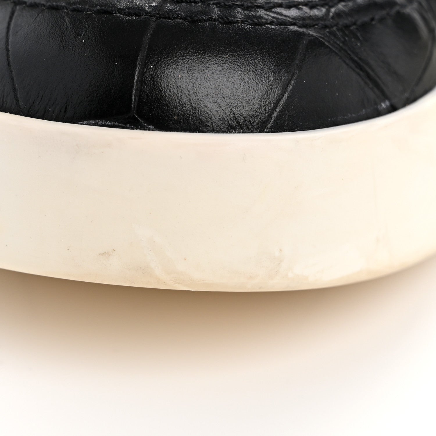 Calfskin Crocodile Embossed Cocodile High Top Sneakers 36.5 Black