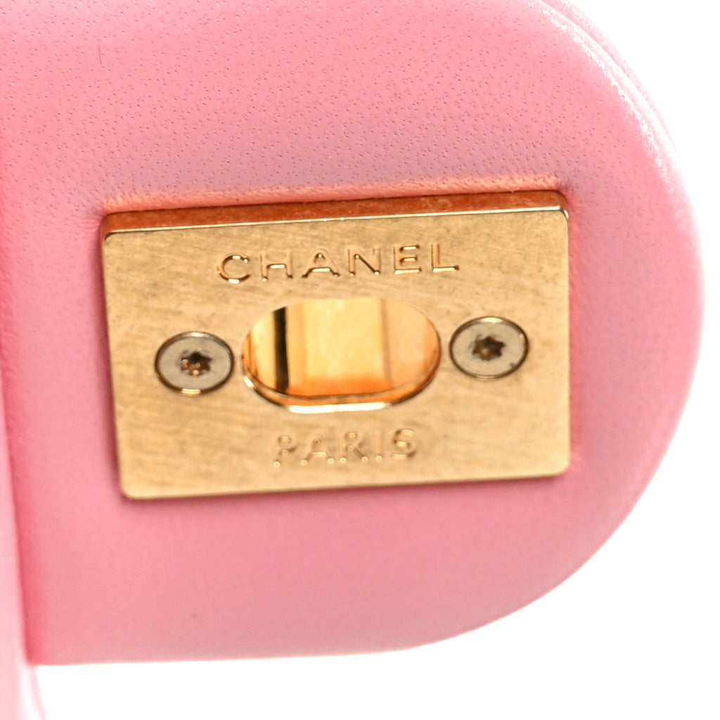 Chanel Lambskin Wenge Quilted Mini Fashion Wood Square Flap Pink