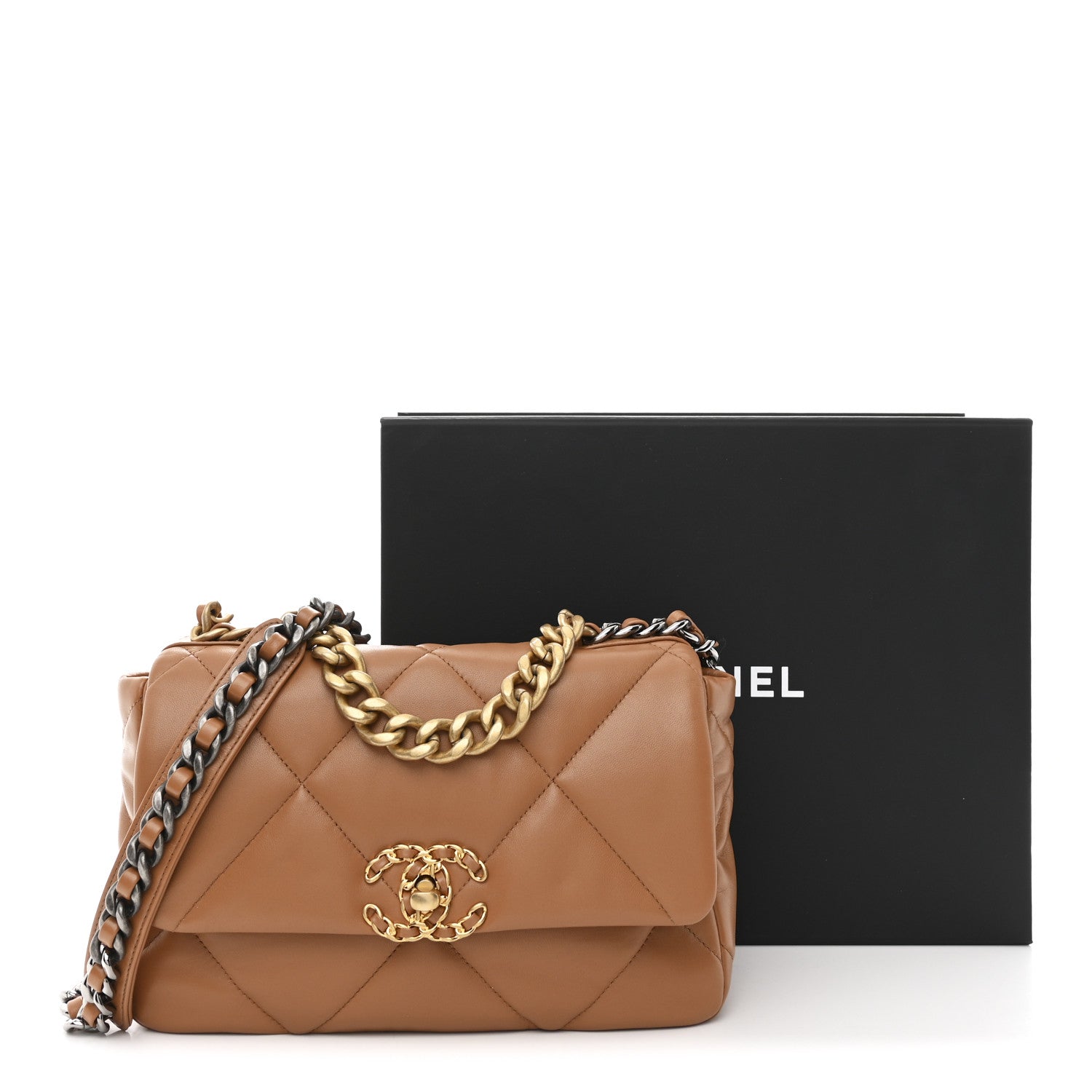 Chanel Lambskin Quilted Medium Chanel 19 Flap Brown