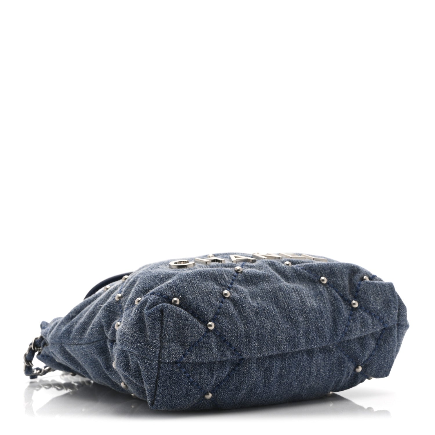 Chanel Washed Denim Quilted Studded Mini Chanel 22 Blue