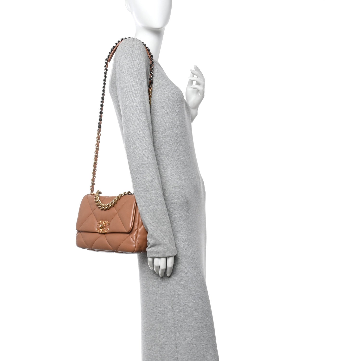 Chanel Lambskin Quilted Medium Chanel 19 Flap Brown