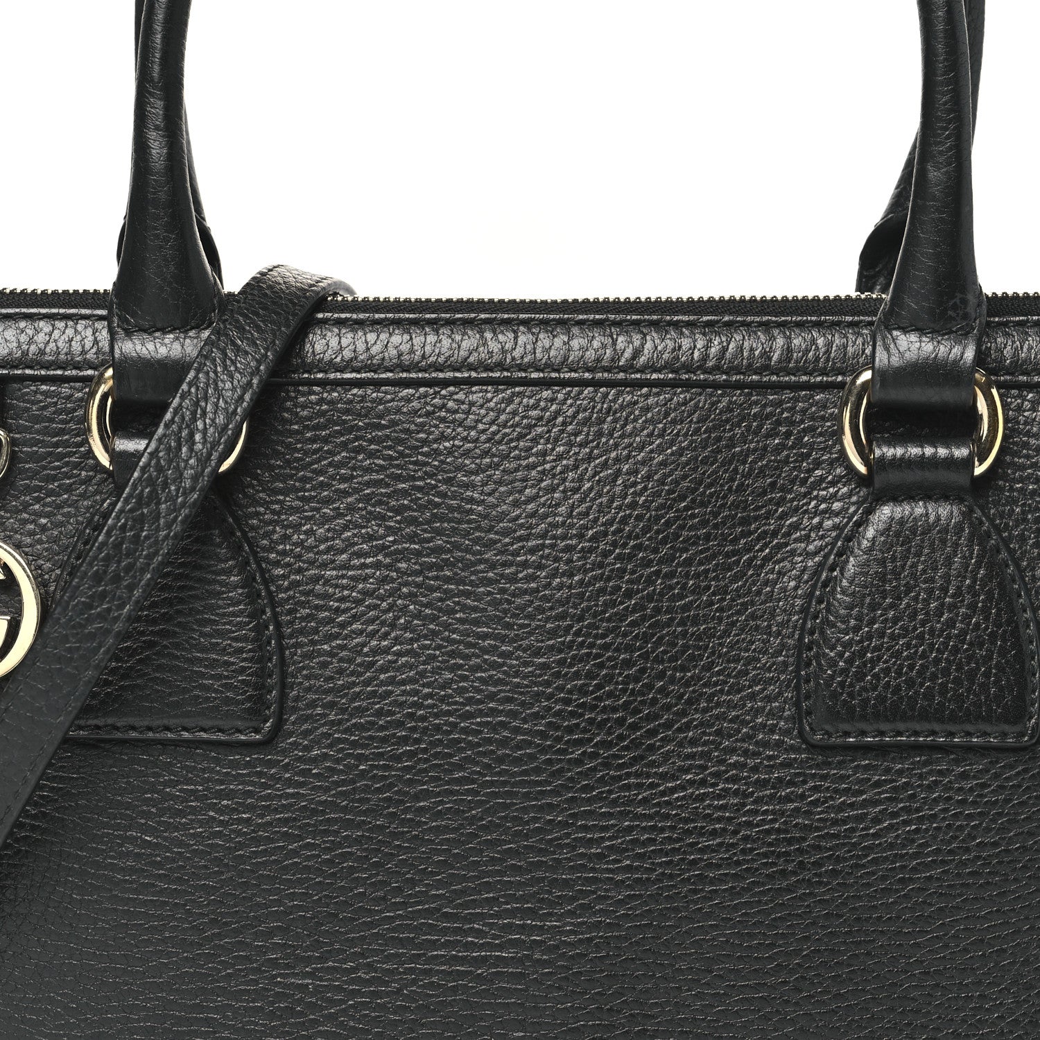 Gucci Dollar Calfskin GG Charm Satchel Black