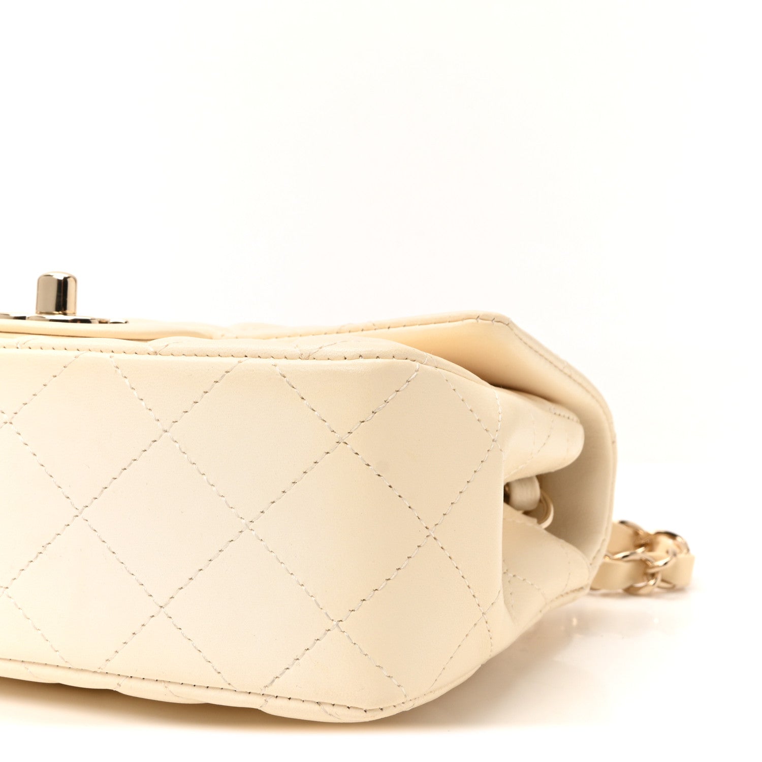 Chanel Lambskin Quilted Mini Rectangular Flap White