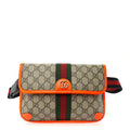 Gucci GG Supreme Monogram Web Small Ophidia Belt Bag Beige Ebony Orange Fluo