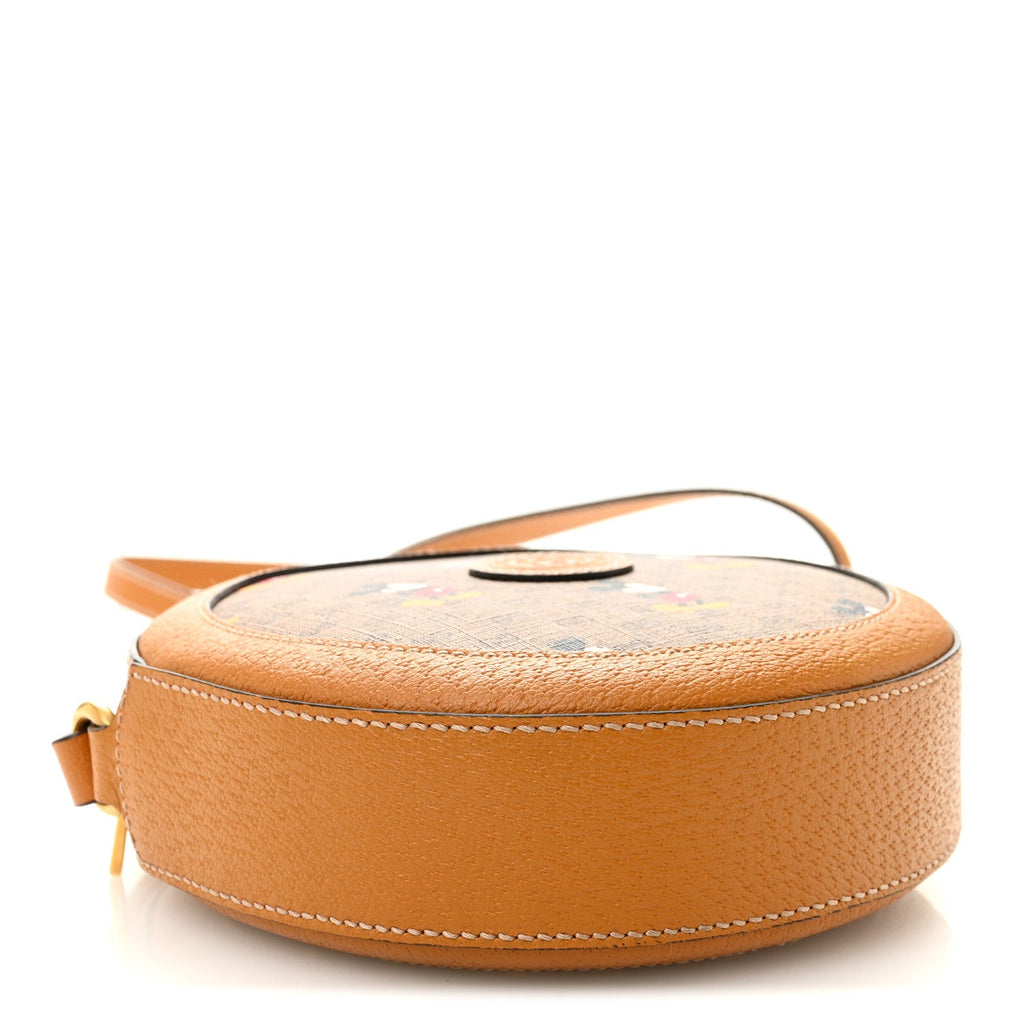 Gucci X DISNEY Mini Vintage GG Supreme Monogram Mickey Mouse Round Shoulder Bag Beige Vintage Sun Oil