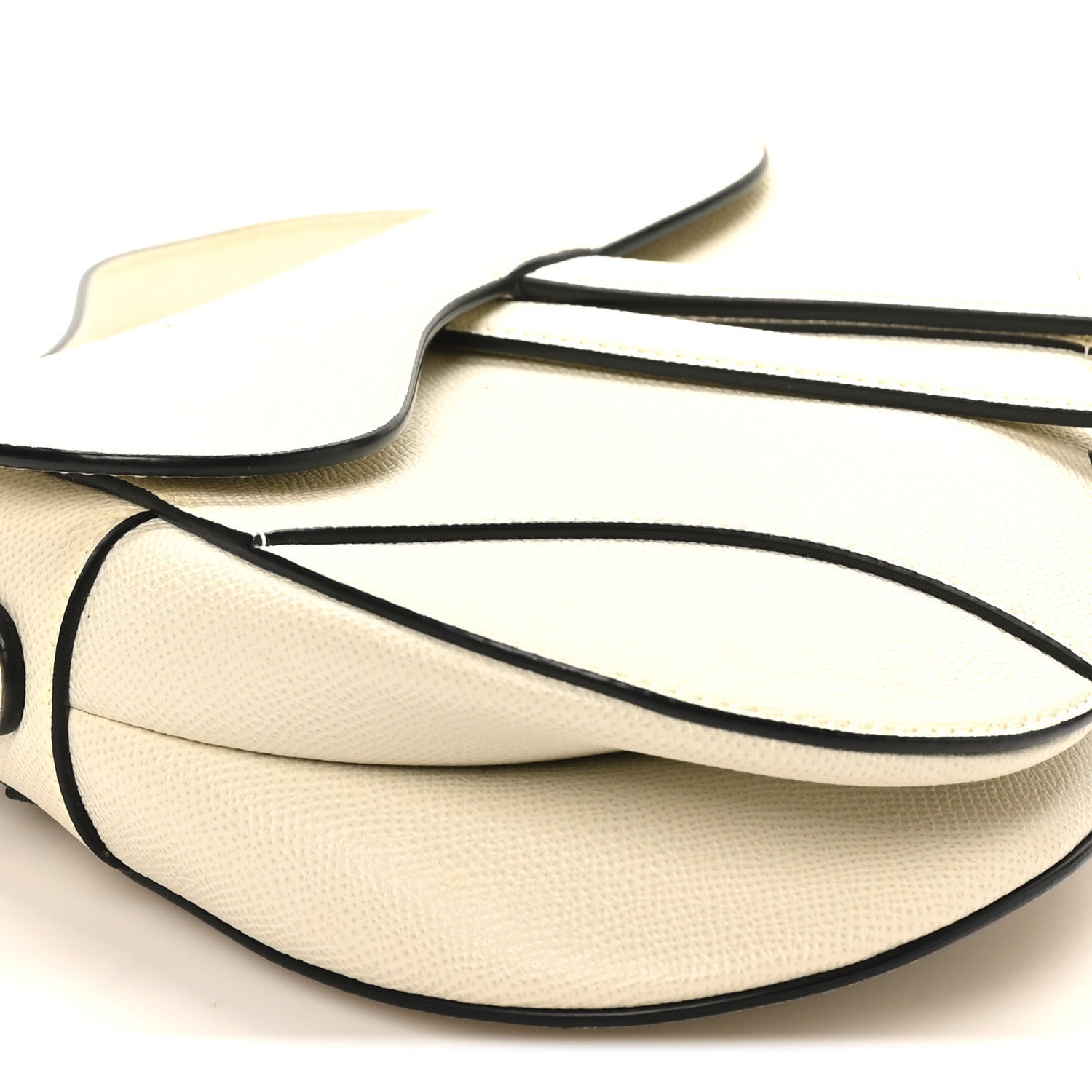 Christian Dior Grained Calfskin Saddle Bag White
