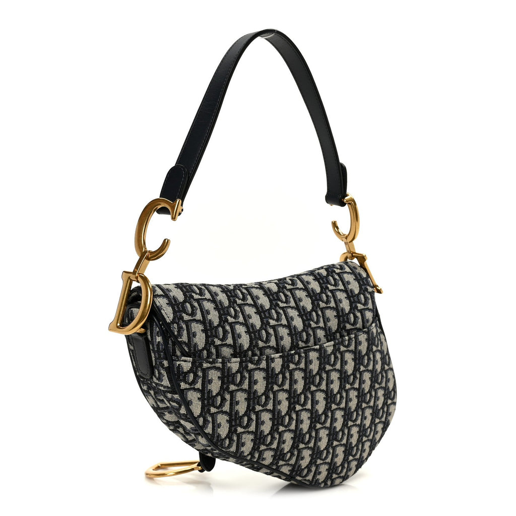 Christian Dior Oblique Saddle Bag Blue