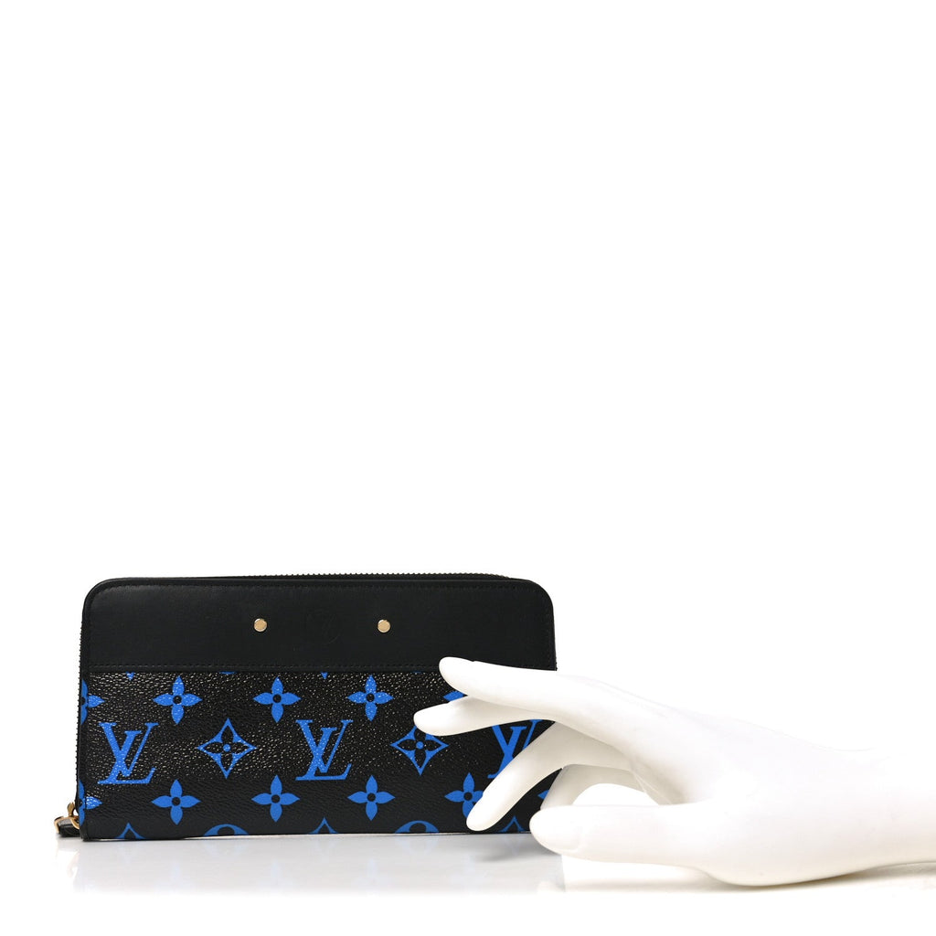 Louis Vuitton Calfskin Colored Monogram Zippy Wallet Blue Black
