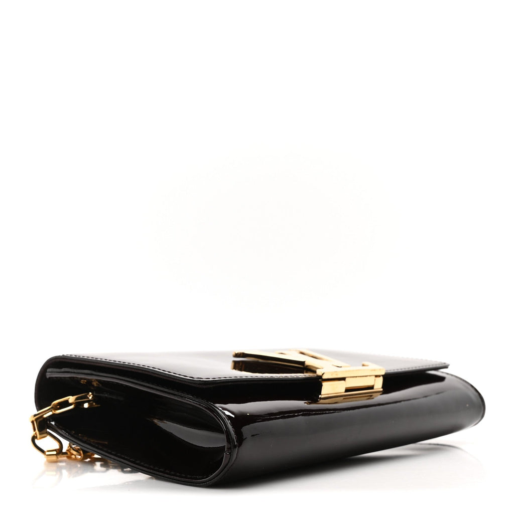 Louis Vuitton Patent Louise GM Chain Clutch Amarante