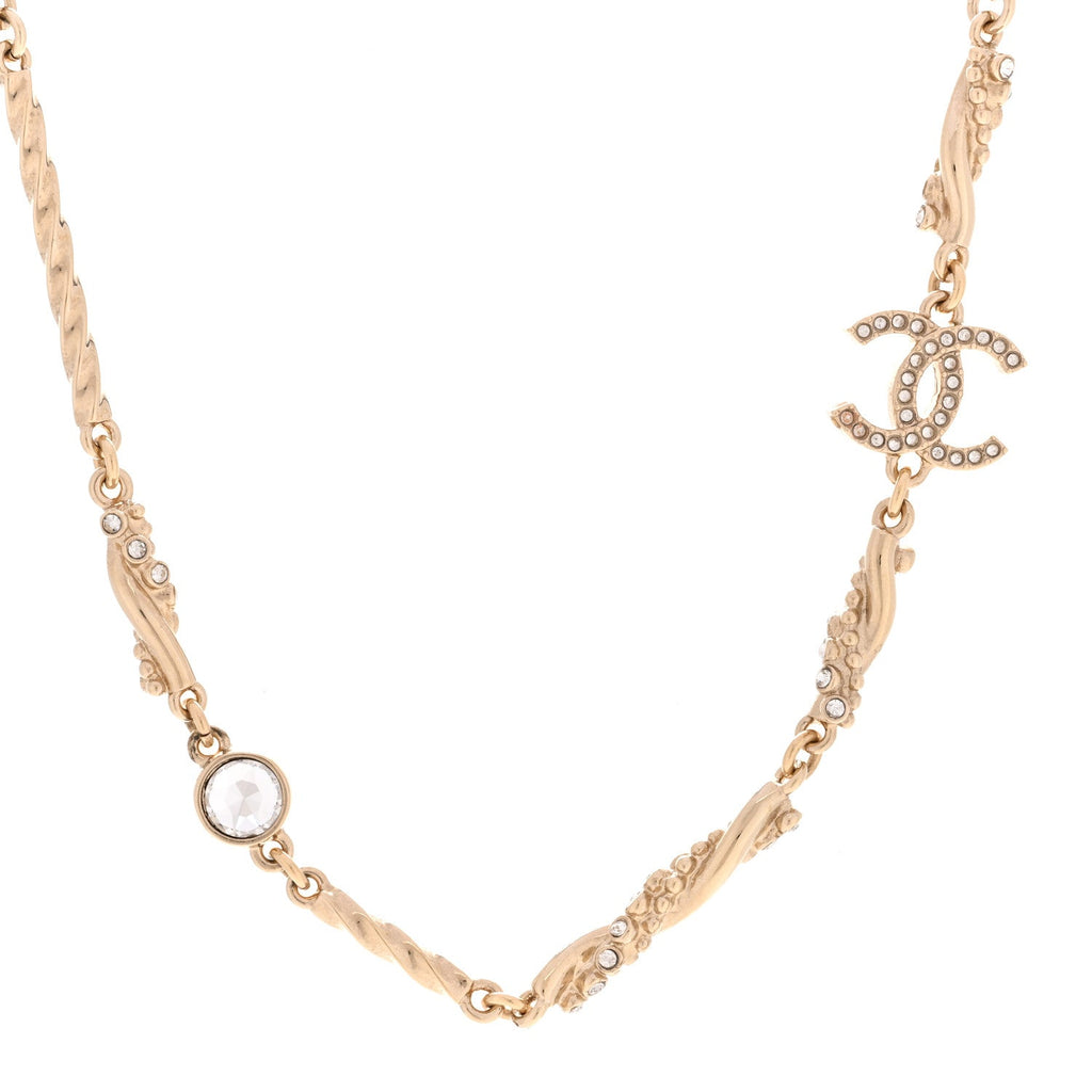 Crystal CC Twist Short Necklace Gold