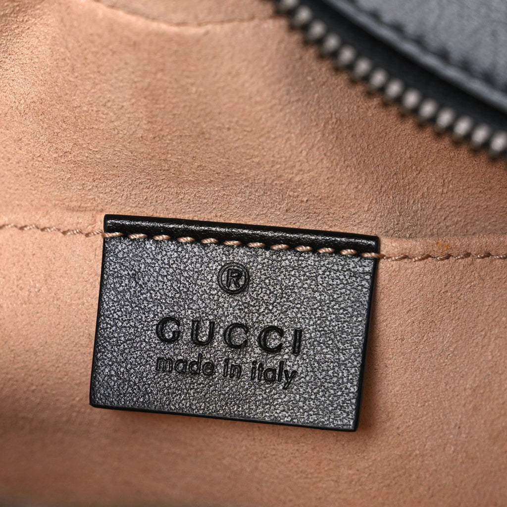 Gucci Calfskin Matelasse Small GG Marmont Chain Shoulder Bag Black