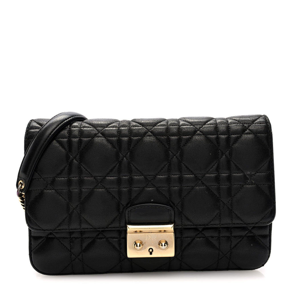 Christian Dior Lambskin Cannage Medium Miss Dior Flap Black