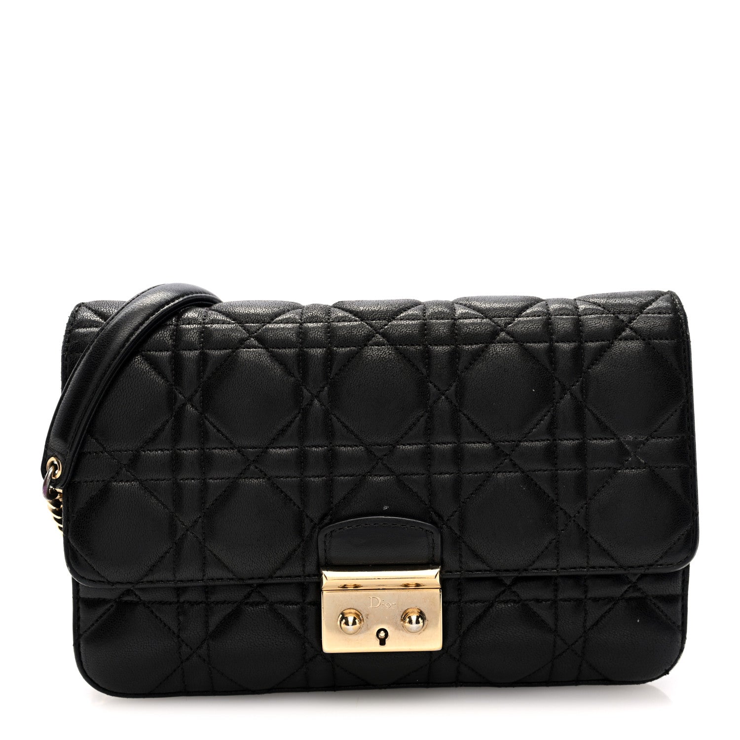 Christian Dior Lambskin Cannage Medium Miss Dior Flap Black