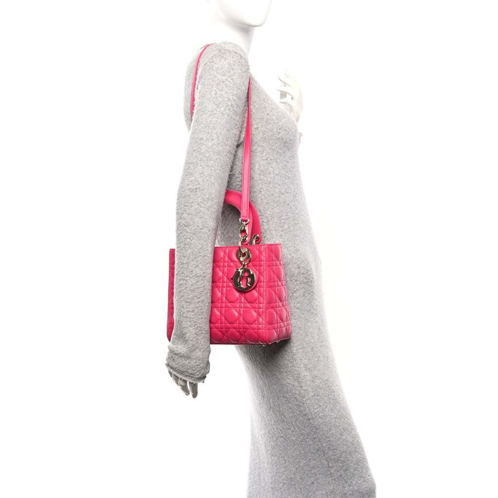 Christian Dior Lambskin Cannage Medium Lady Dior Pink