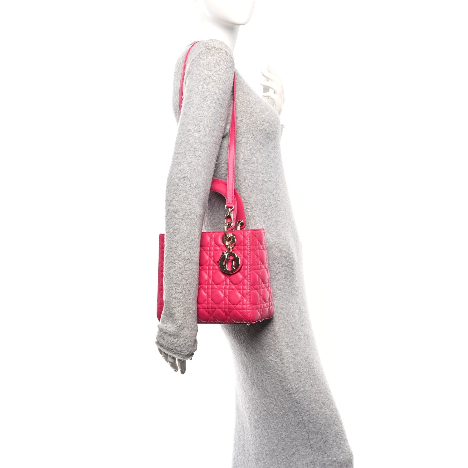 Christian Dior Lambskin Cannage Medium Lady Dior Pink