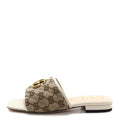 Gucci Monogram Matelasse Diagonal GG Marmont Flat Slide Sandals  35 Beige Ebony Mystic White