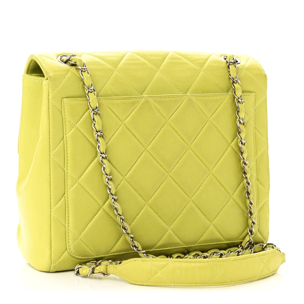 Chanel Lambskin Quilted CC Single Flap Green