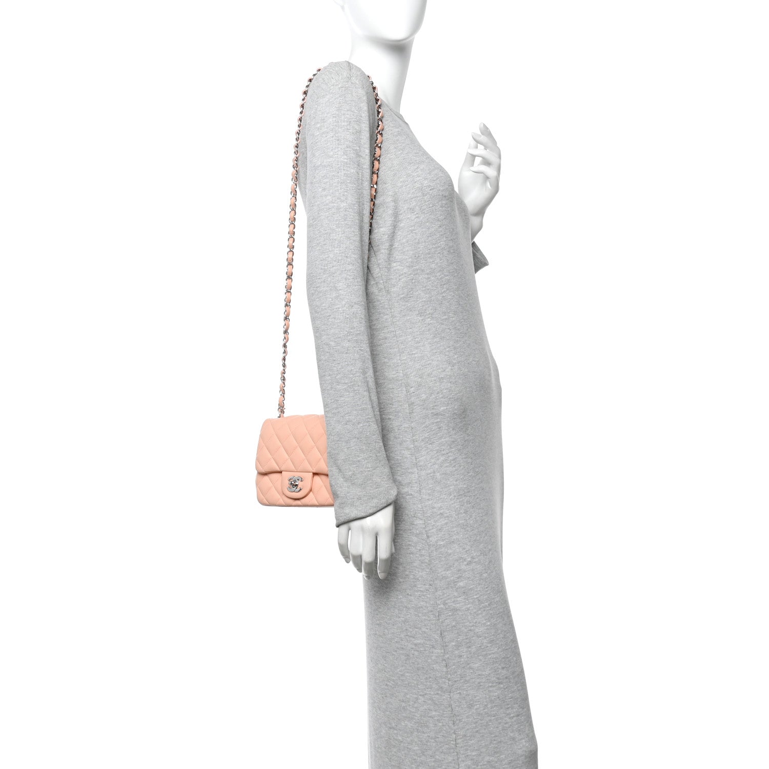 Chanel Lambskin Quilted Mini Square Flap Light Pink